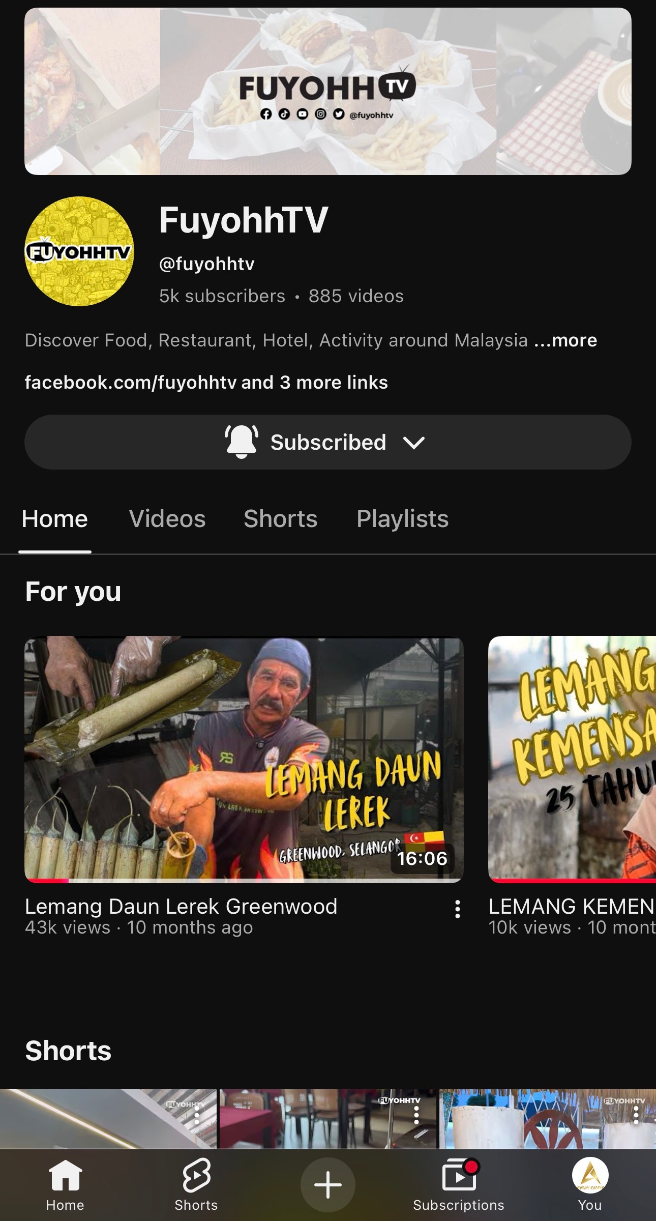 FuyohhTV di YouTube — tangkapan skrin portfolio